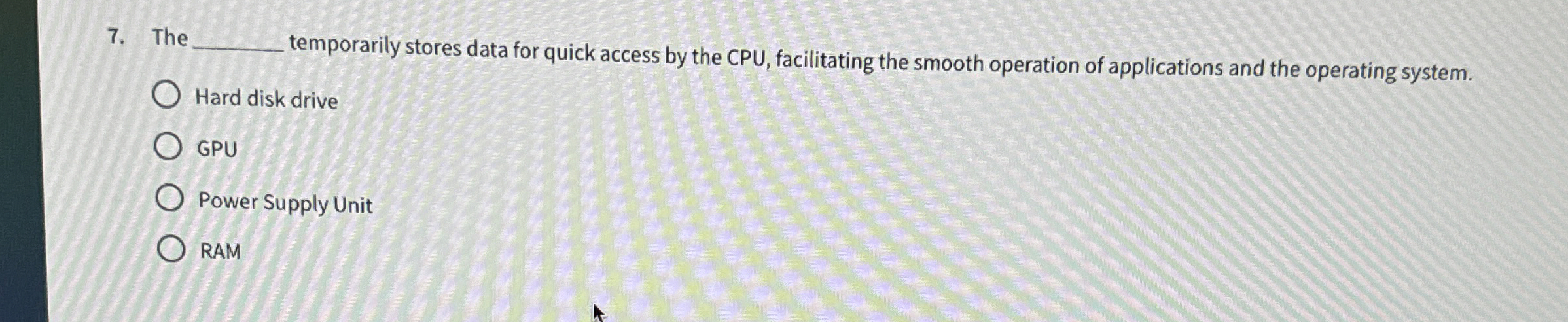 The temporarily stores data for quick access by