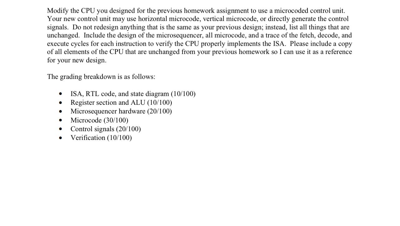 Modify the CPU you designed for the previous