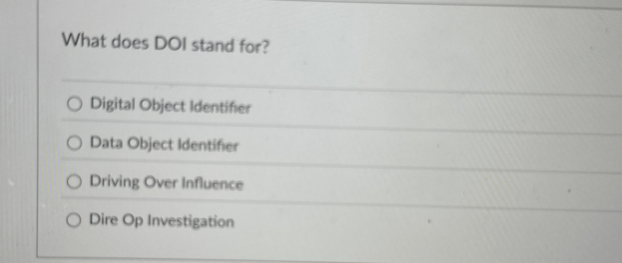 What does DOI stand for? Digital Object