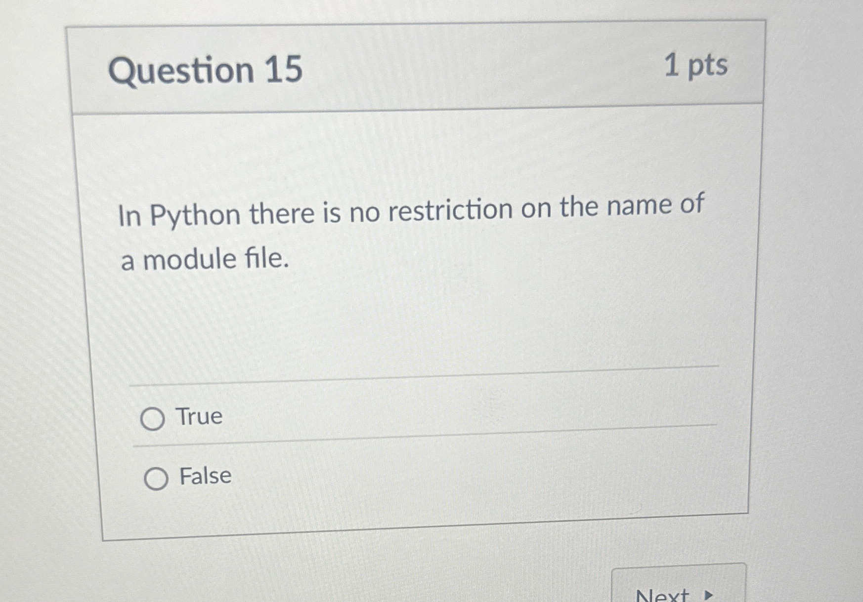 Question 1 5 In Python there is no restriction on
