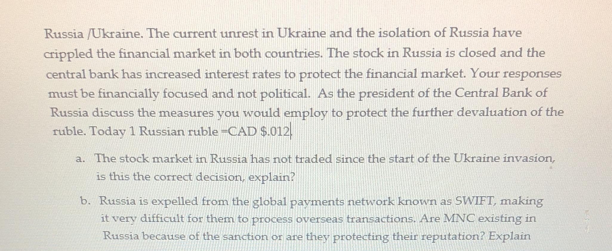 With references and citations. Russia /Ukraine.