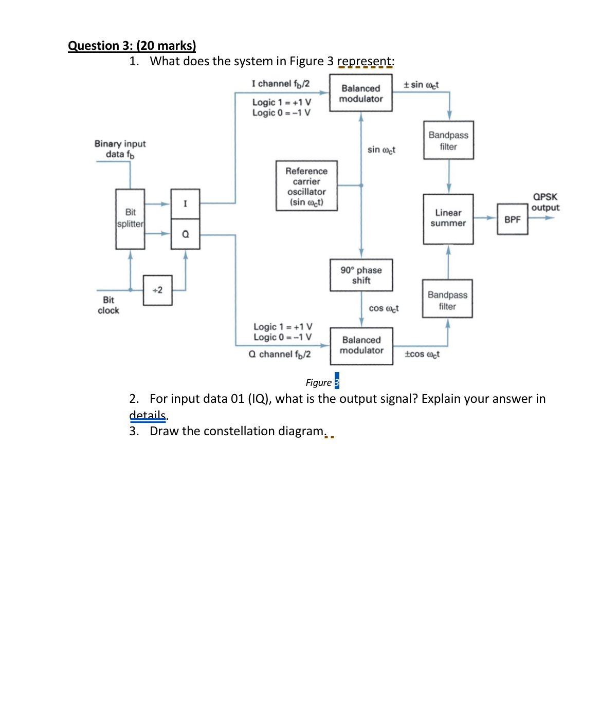 Question 3 : ( 2 0 marks ) 1 W / hat Nnoc the