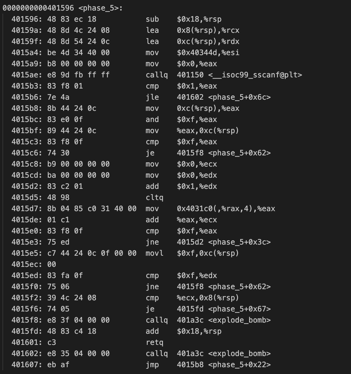 I am doing bomblab, and this is the assembly code