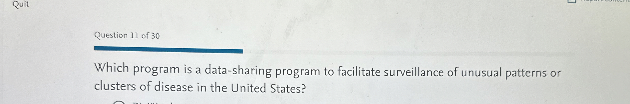 Question 1 1 of 3 0 Which program is a data -