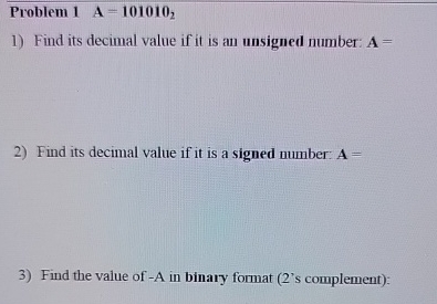 Problem 1 , A = 1 0 1 0 1 0 2 Find its decimal