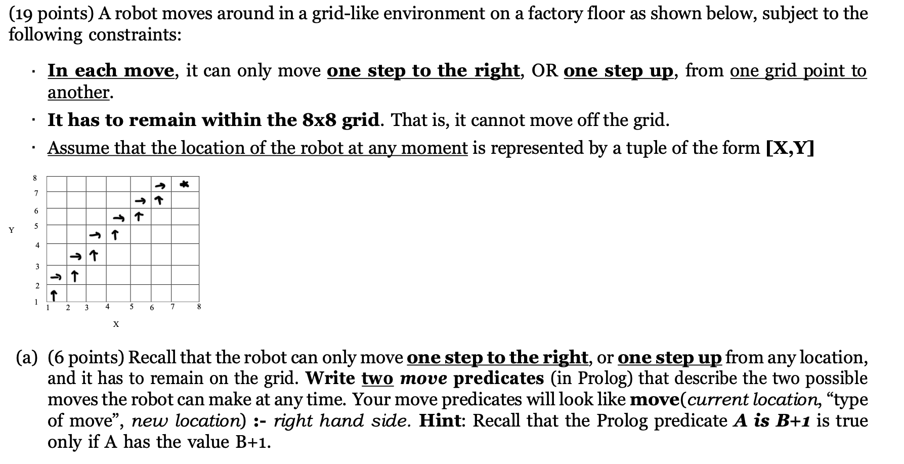 ( 1 9 points ) A robot moves around in a grid -