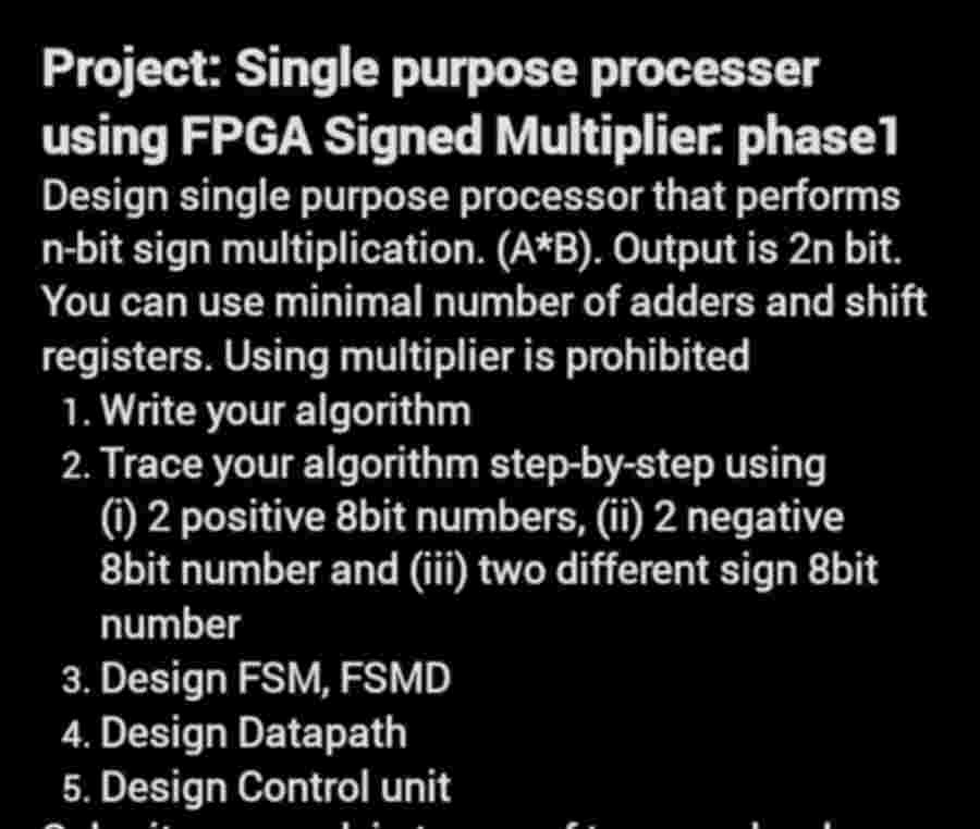 Project: Single purpose processer using FPGA