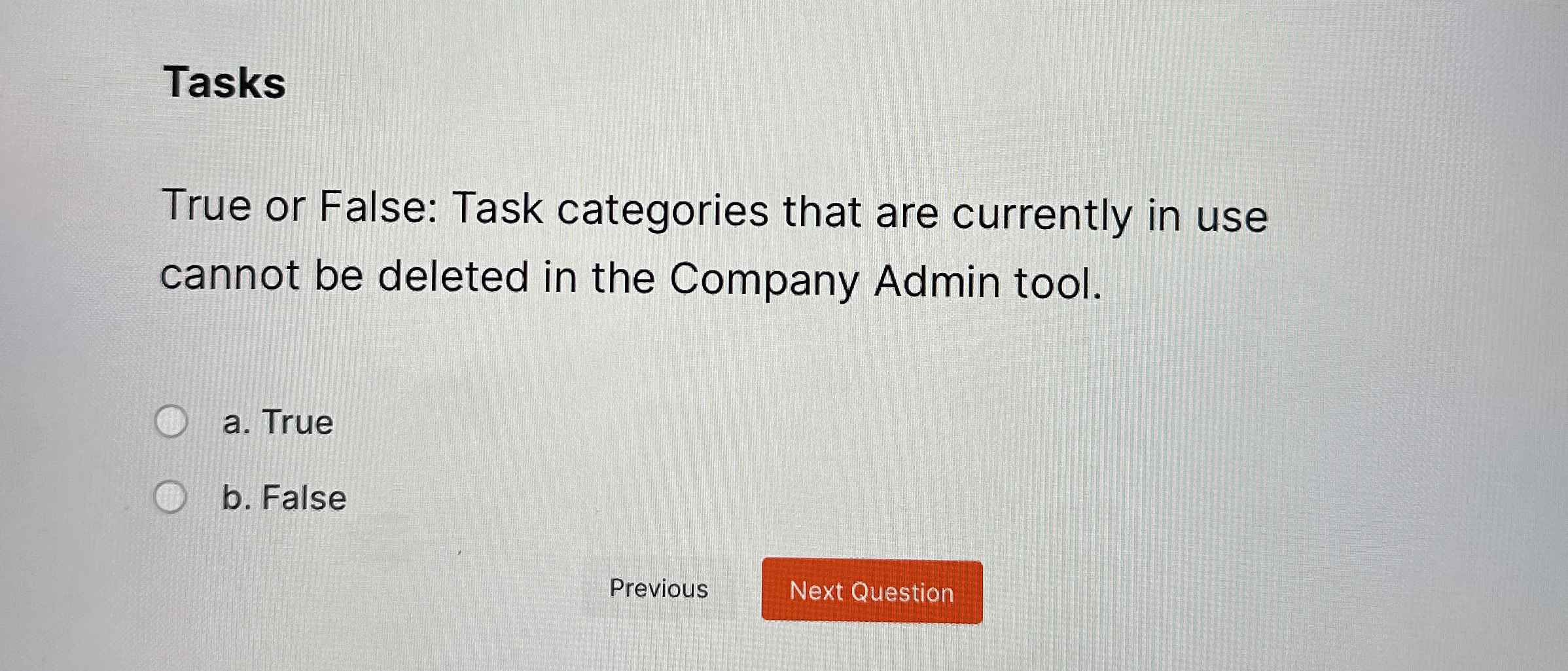 Tasks True or False: Task categories that are