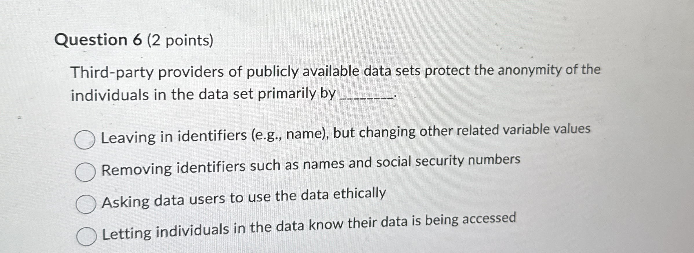 Question 6 ( 2 points ) Third - party providers