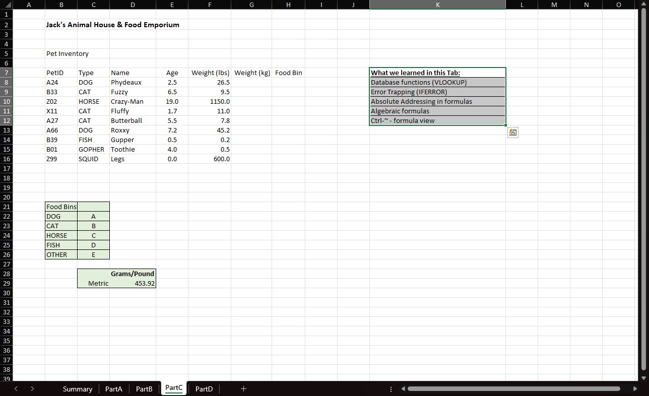 Part C - Database functions ( VLOOKUP ) ,