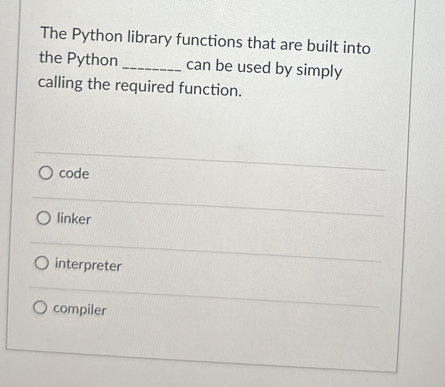 The Python library functions that are built into