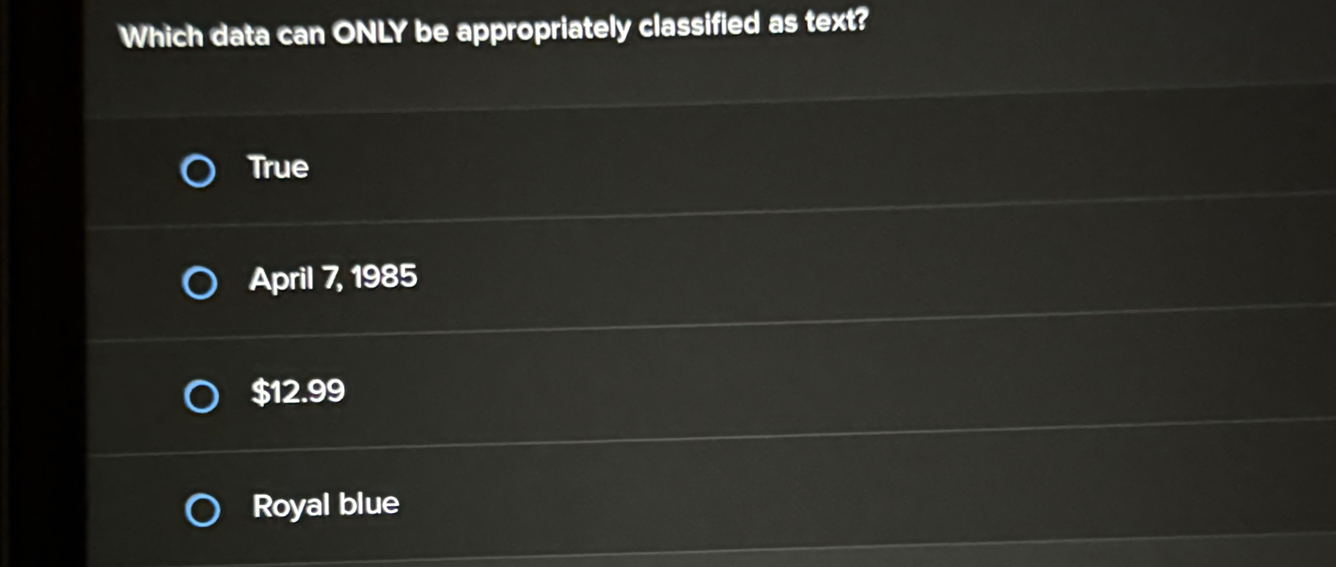 Which data can ONLY be appropriately classified