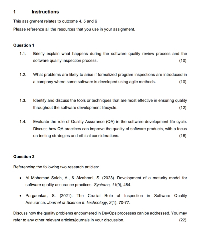 Instructions This assignment relates to outcome 4