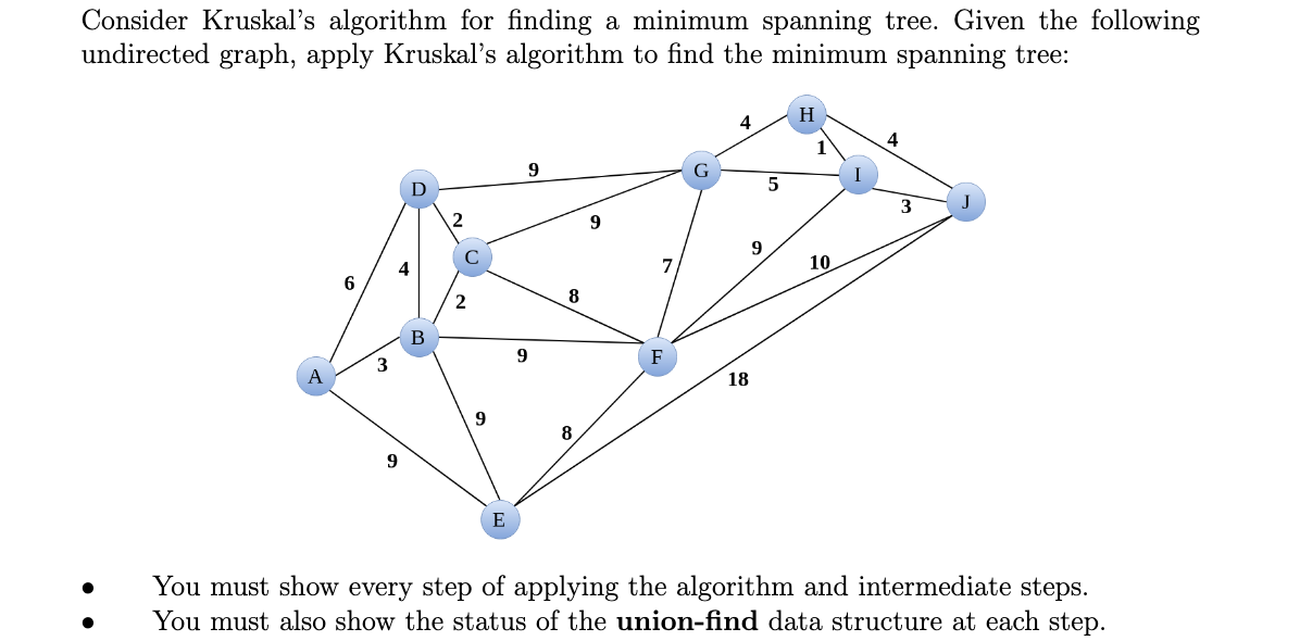Consider Kruskal's algorithm for finding a