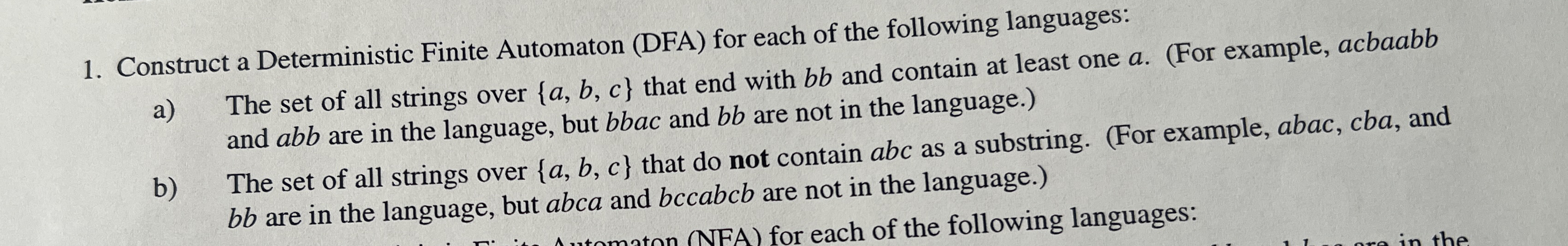 Construct a Deterministic Finite Automaton ( DFA