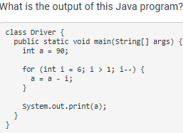 What is the output of this Java program? ` ` `
