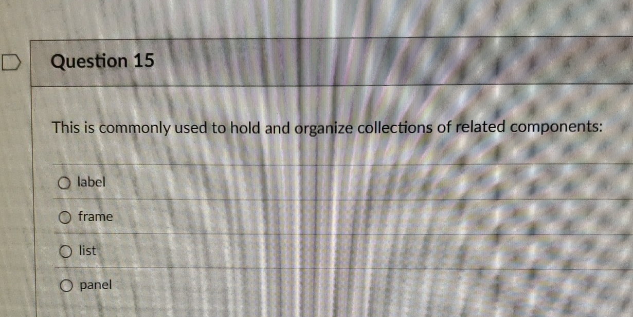 Question 1 5 This is commonly used to hold and