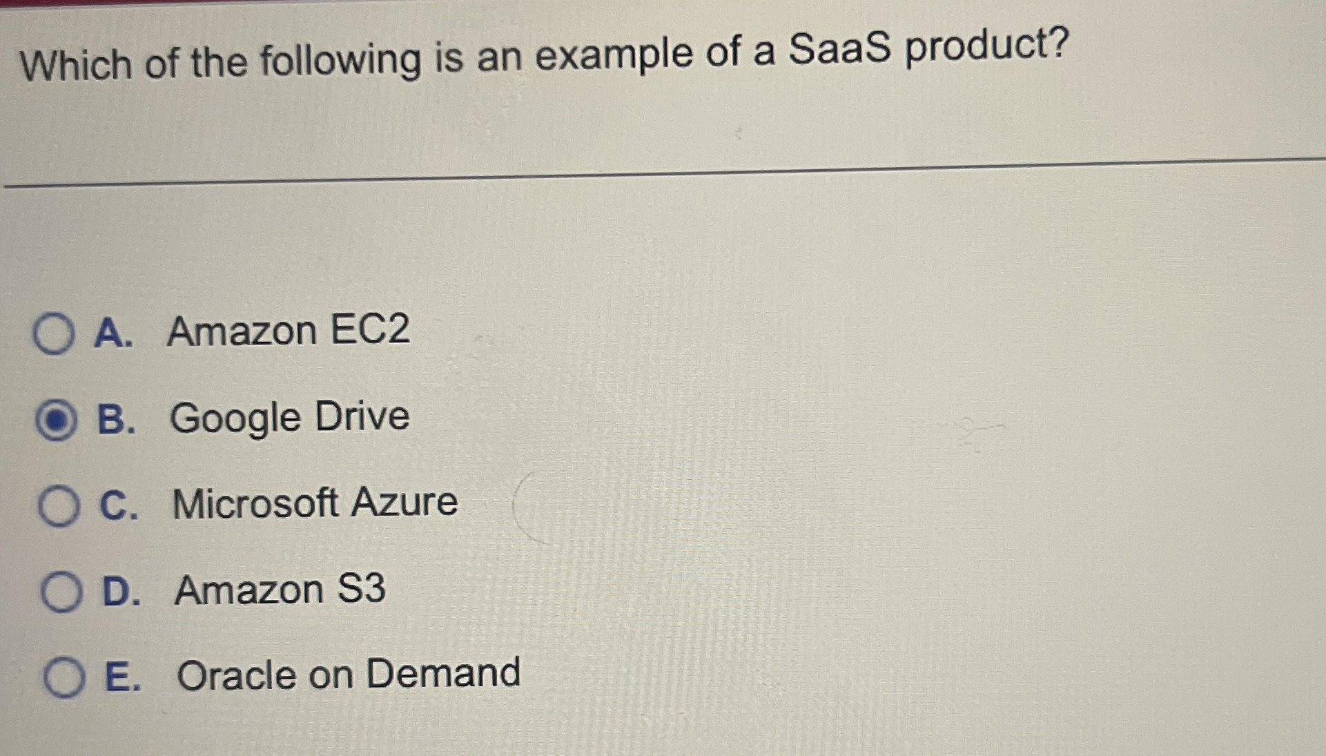 Which of the following is an example of a SaaS
