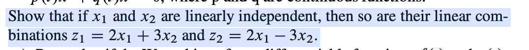 Show that if x 1 and x 2 are linearly