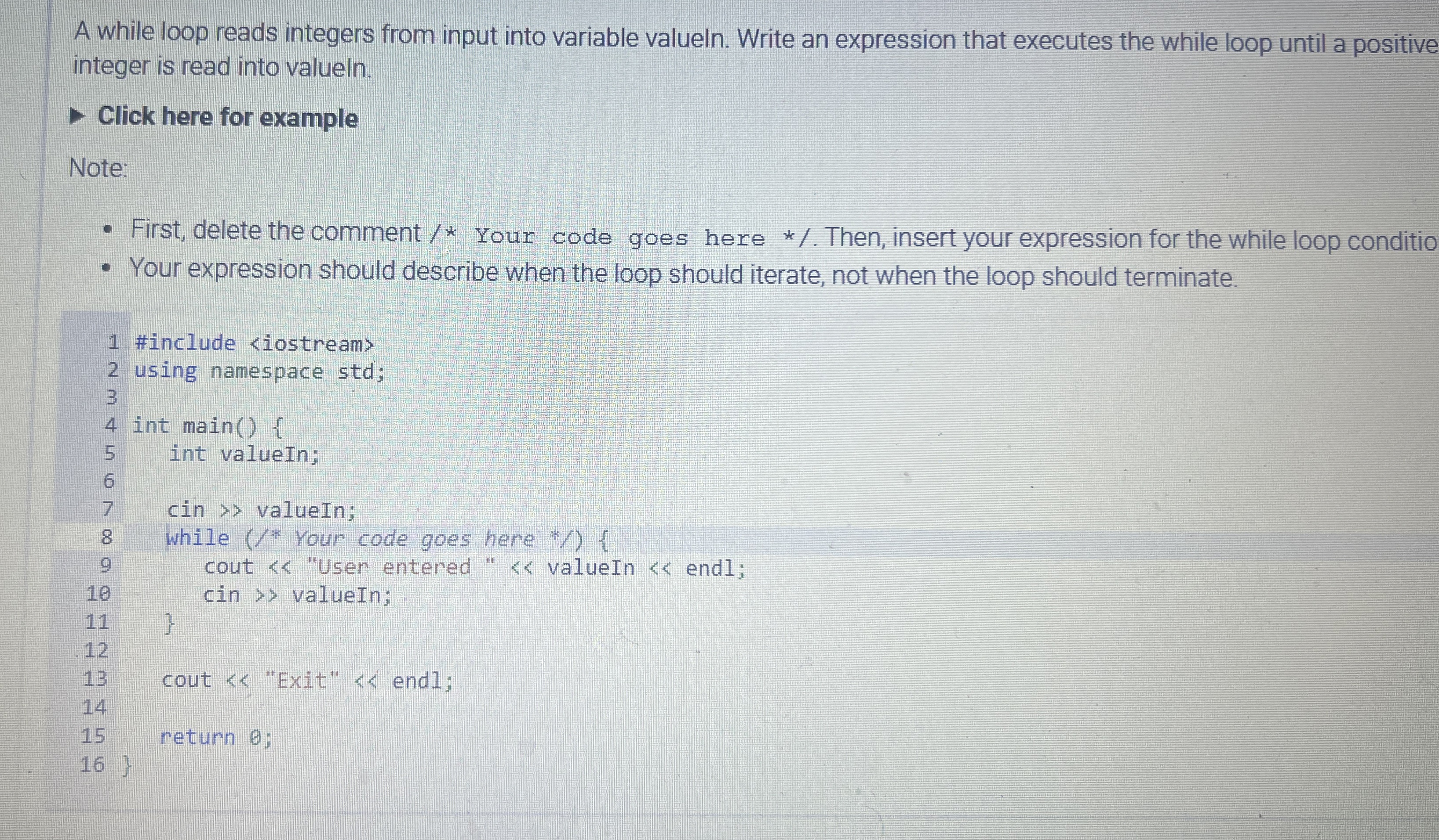 A while loop reads integers from input into