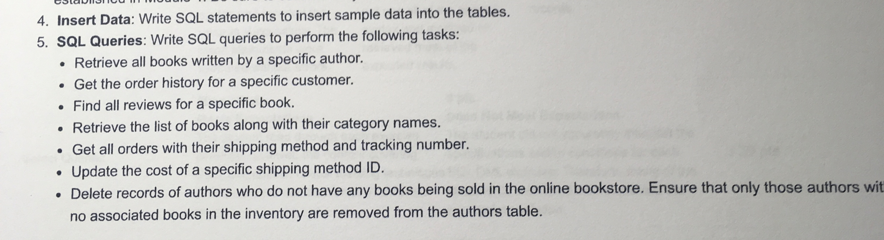 Insert Data: Write SQL statements to insert