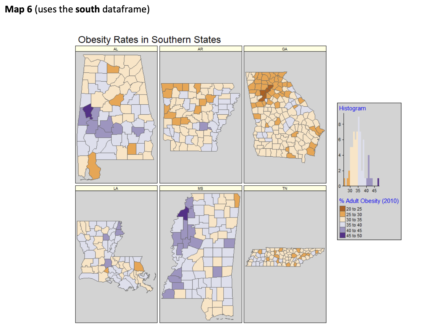 Help me to replicate Map 6 ( uses the south