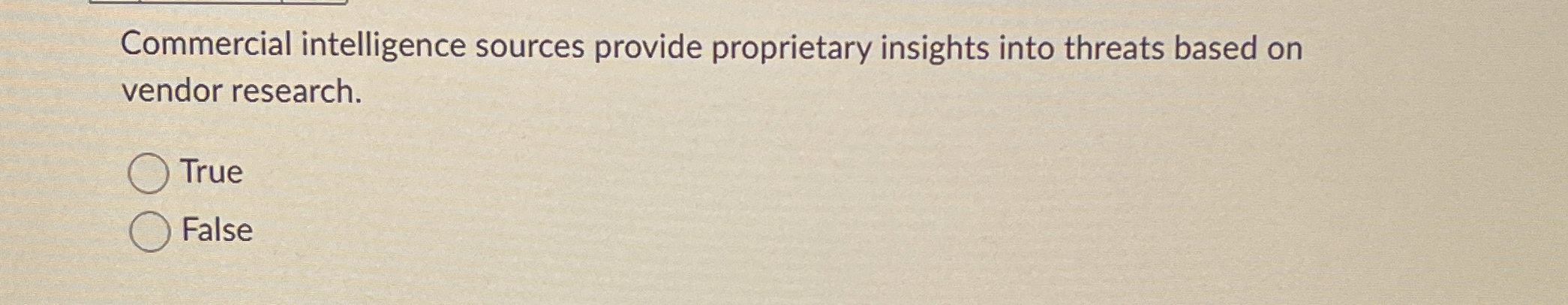 Commercial intelligence sources provide