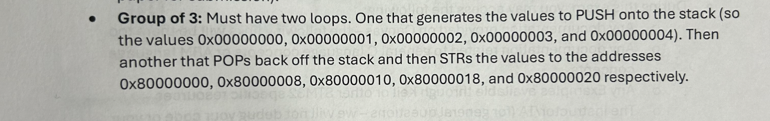 Group of 3 : Must have two loops. One that