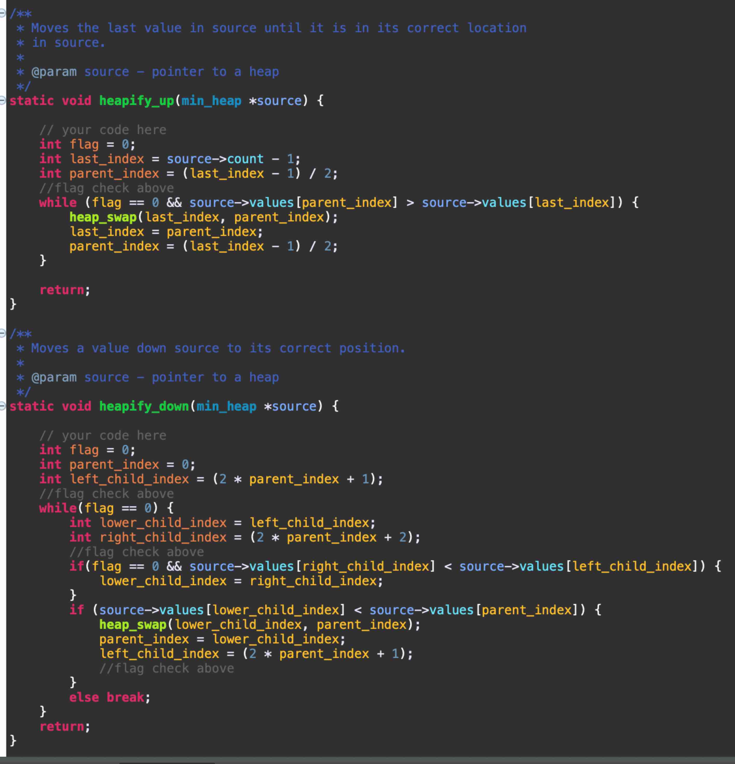 I am attempting to implement a heaping _ up and