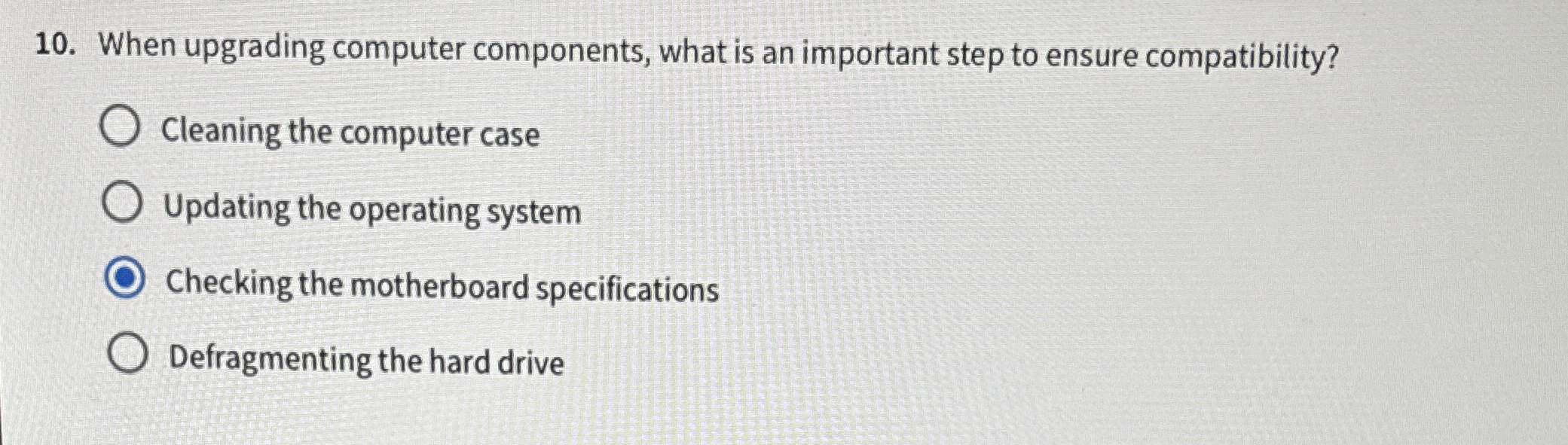 When upgrading computer components, what is an