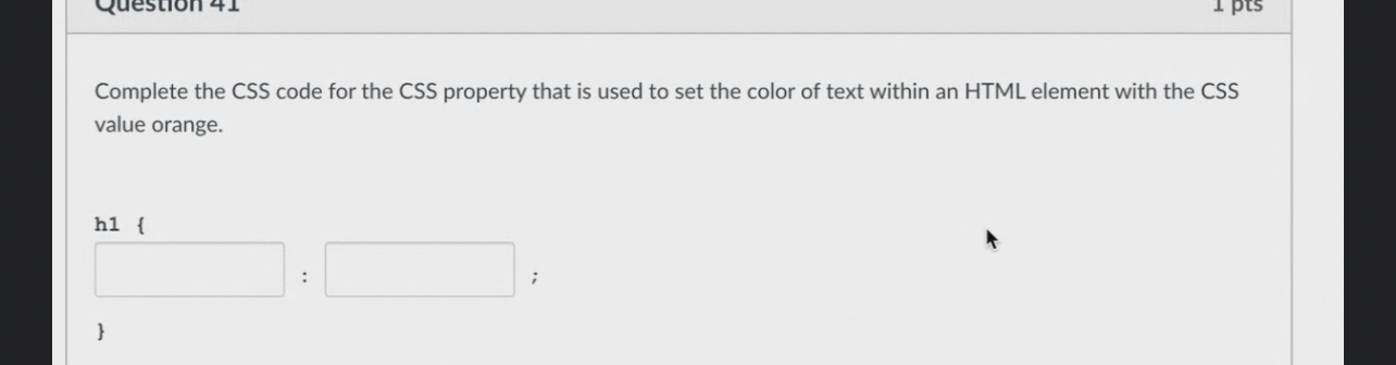Complete the CSS code for the CSS property that