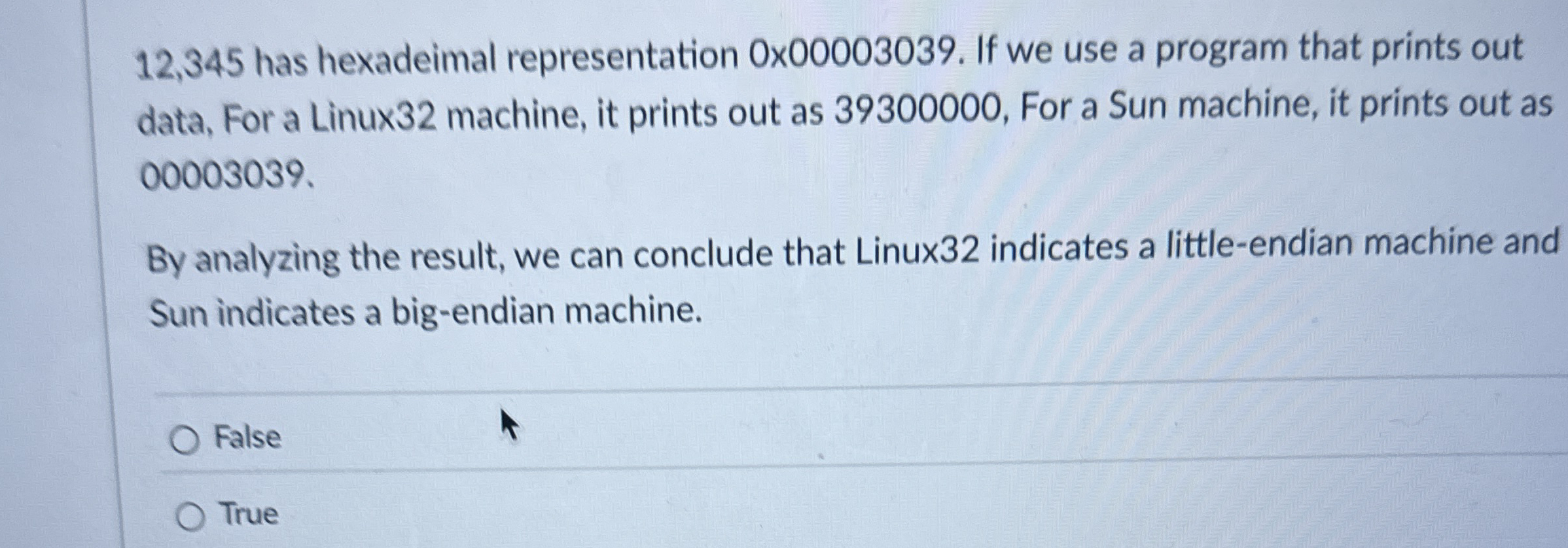 1 2 , 3 4 5 has hexadeimal representation 0 x 0 0
