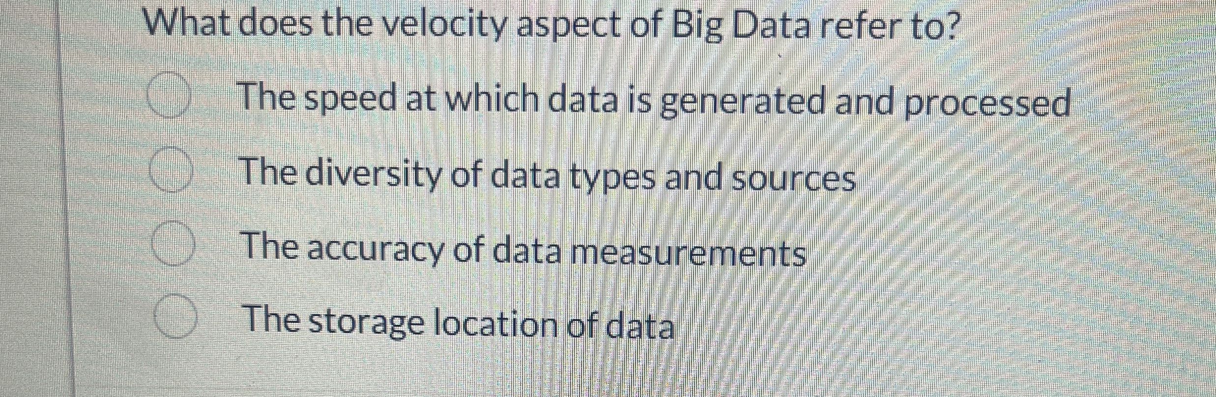 What does the velocity aspect of Big Data refer
