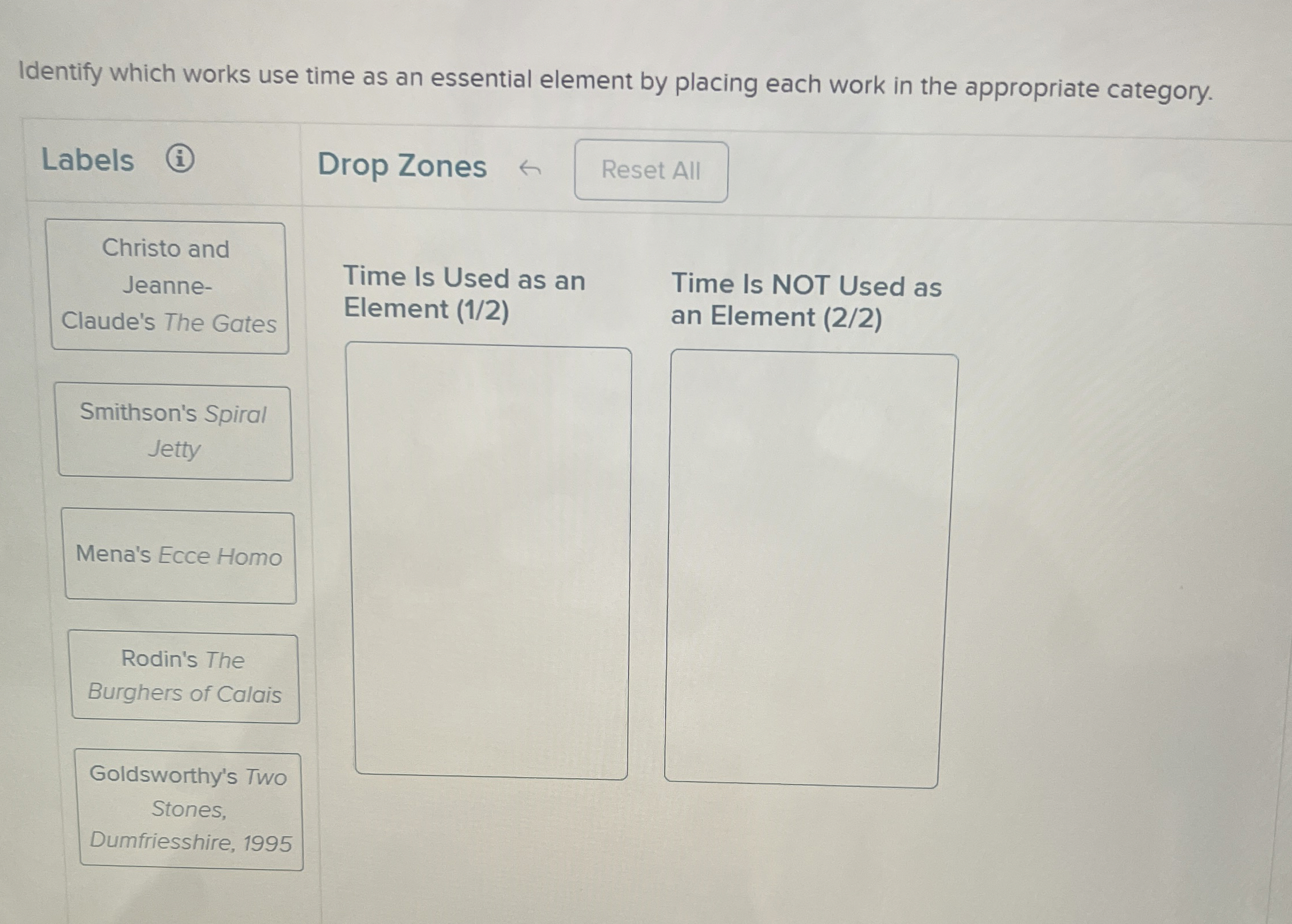 Identify which works use time as an essential