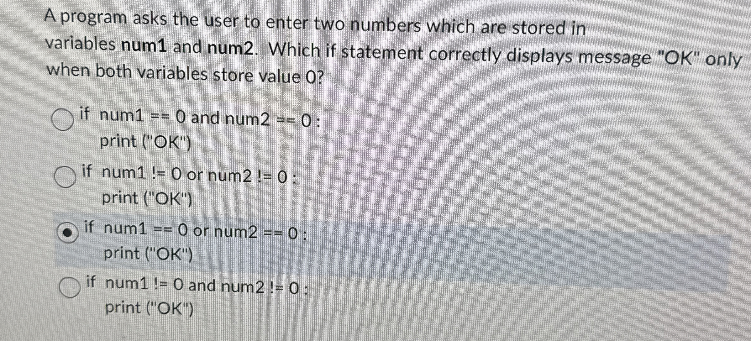 A program asks the user to enter two numbers