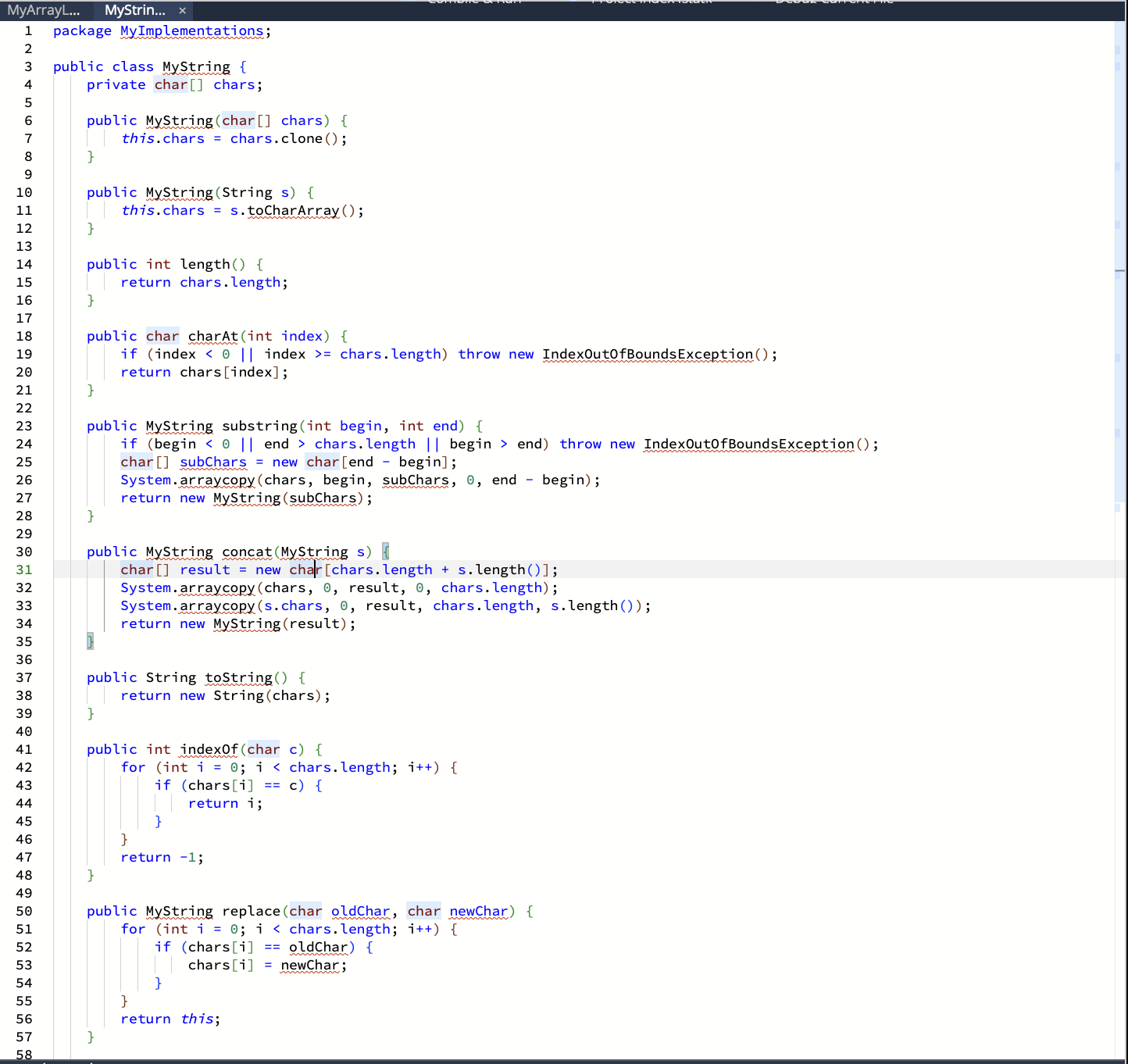 MyArrayL... MyStrin... package MyImplementations;