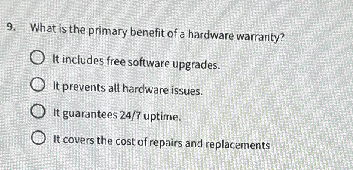What is the primary benefit of a hardware