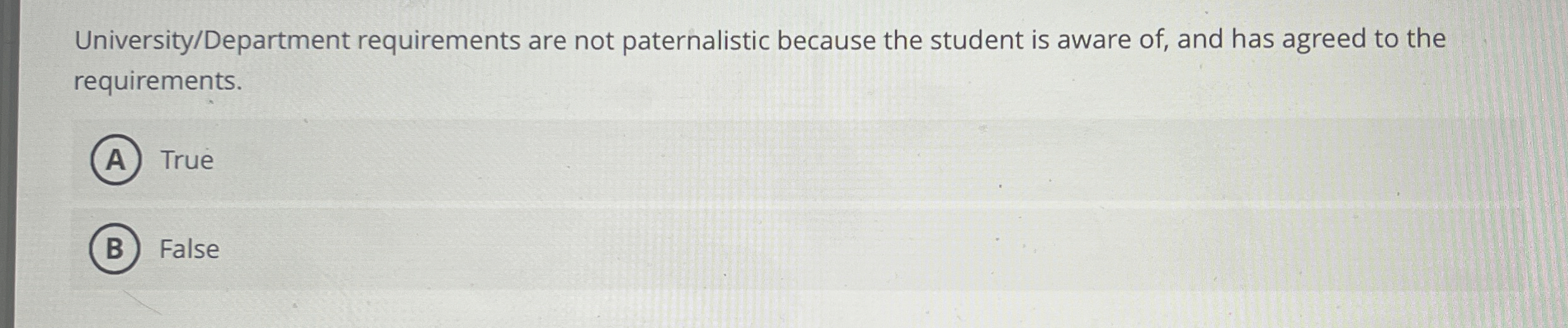 University / Department requirements are not