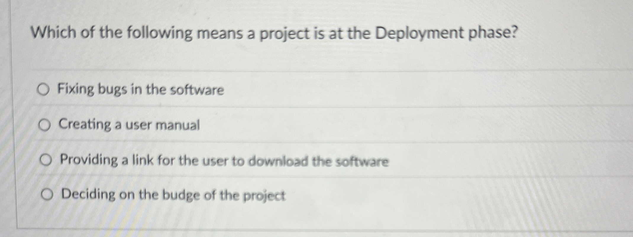 Which of the following means a project is at the