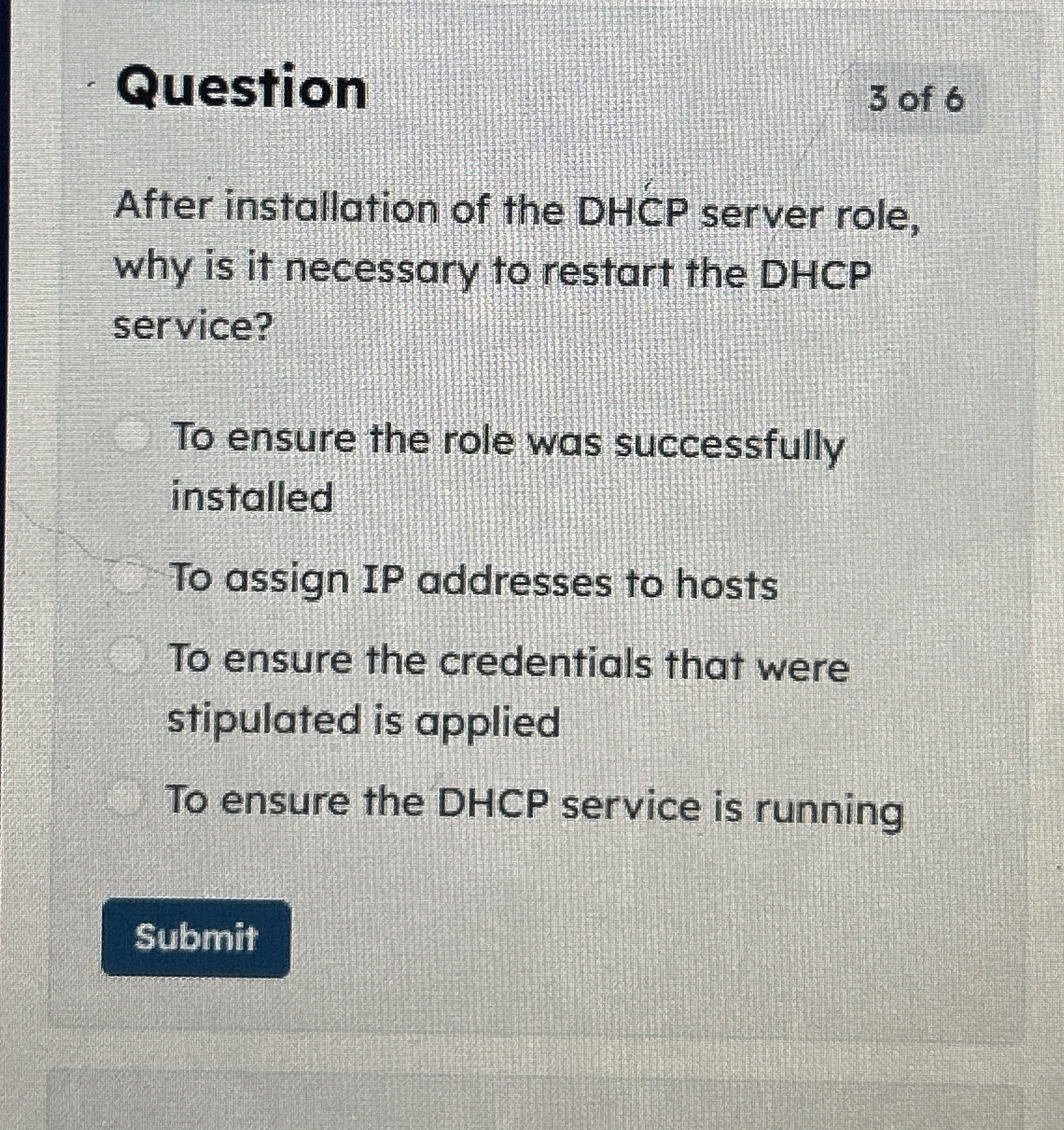 Question After installation of the DHCP server