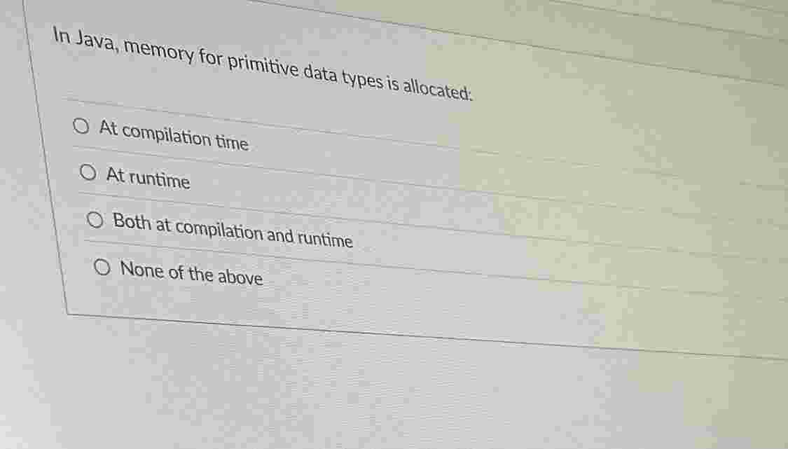 In Java, memory for primitive data types is