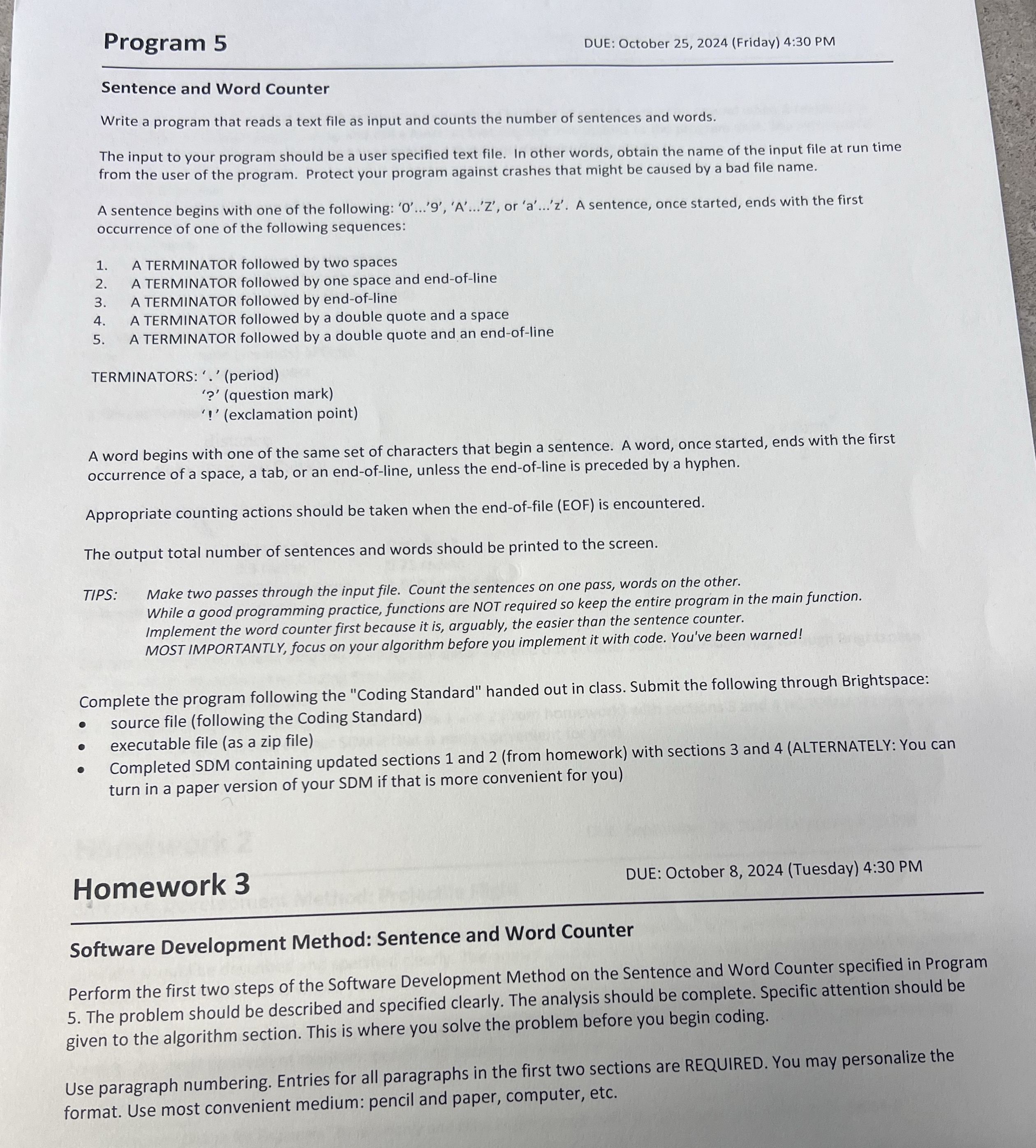 Sentence and Word Counter Write a program that