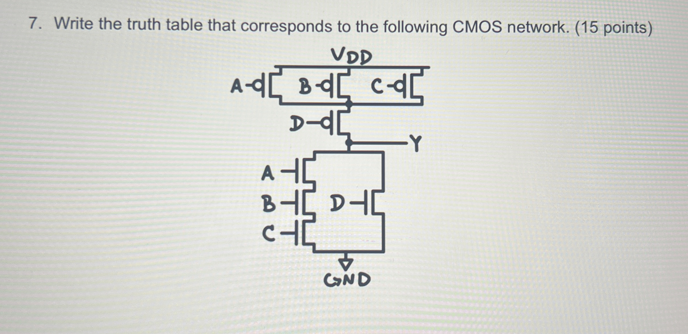 Write the truth table that corresponds to the