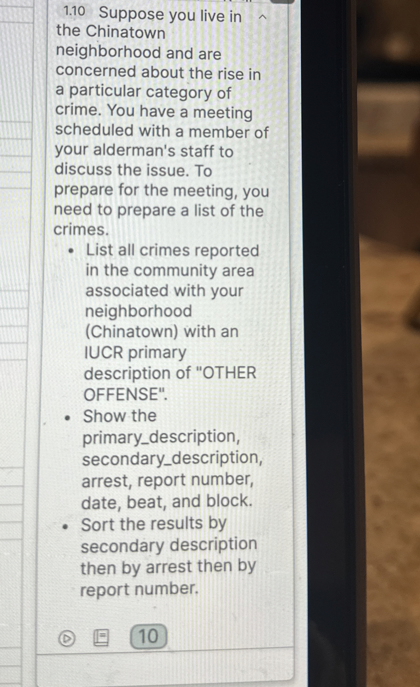 1 . 1 0 Suppose you live in the Chinatown