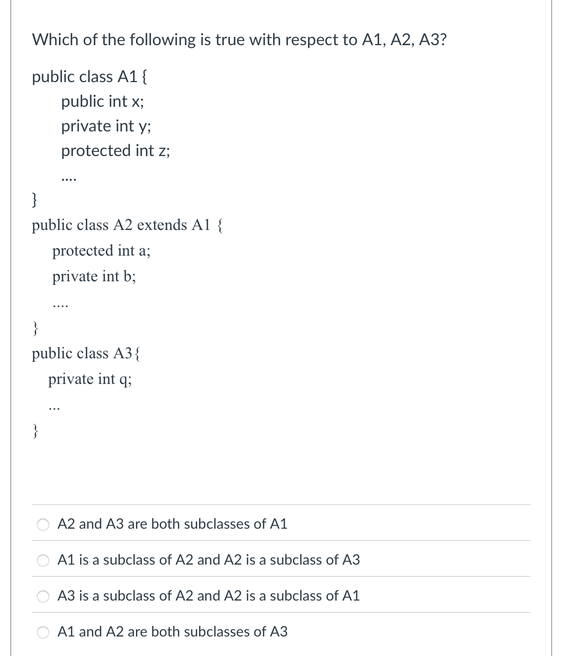 Which of the following is true with respect to \