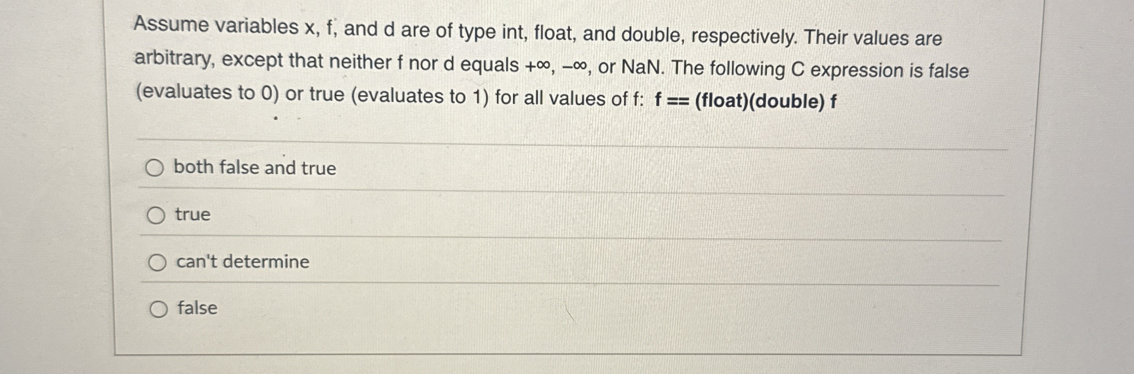 Assume variables x , f , and d are of type int,