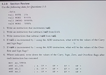 4 . 2 . 8 Section Review Use the following data