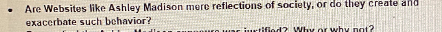 Are Websites like Ashley Madison mere reflections