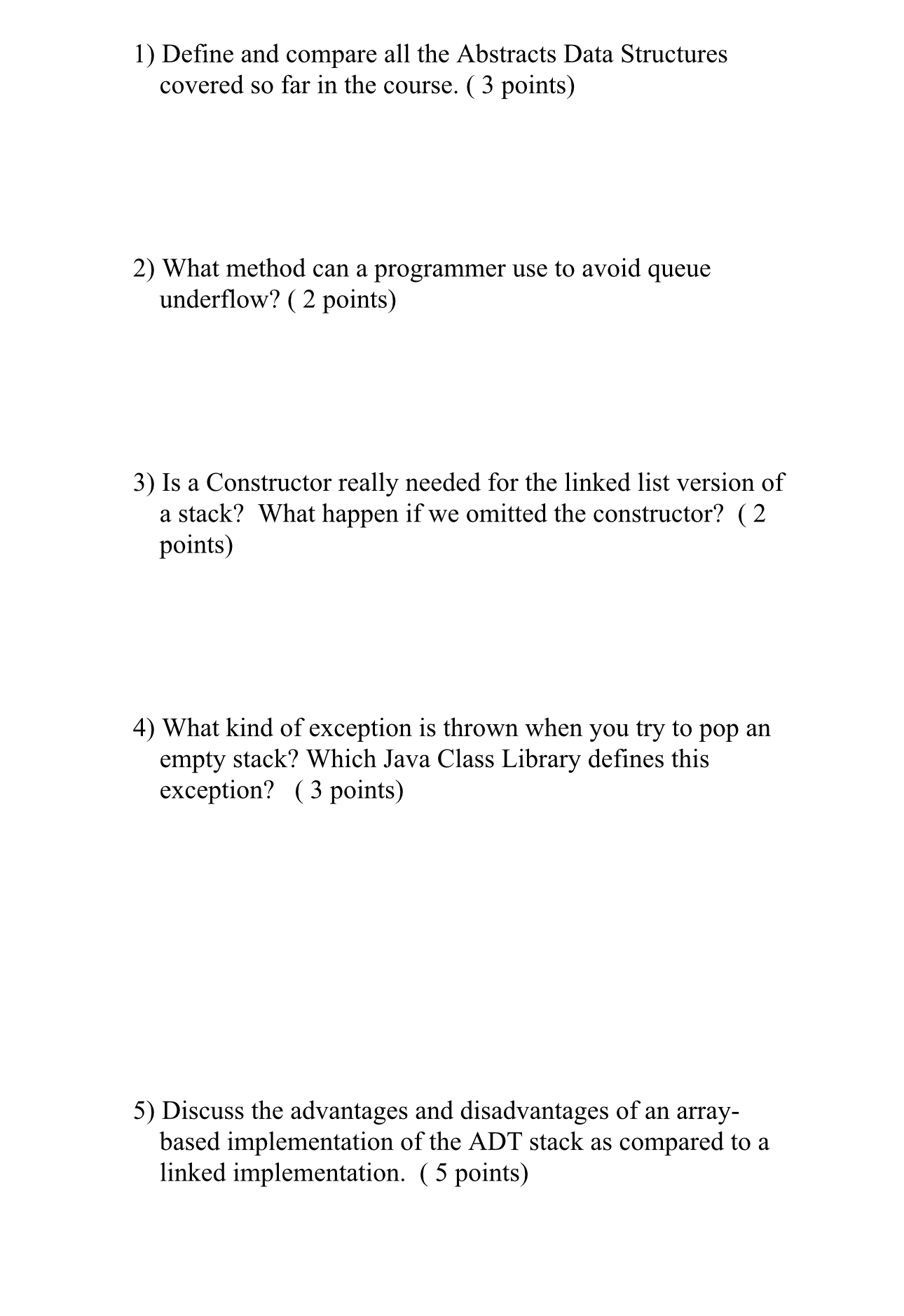 Define and compare all the Abstracts Data