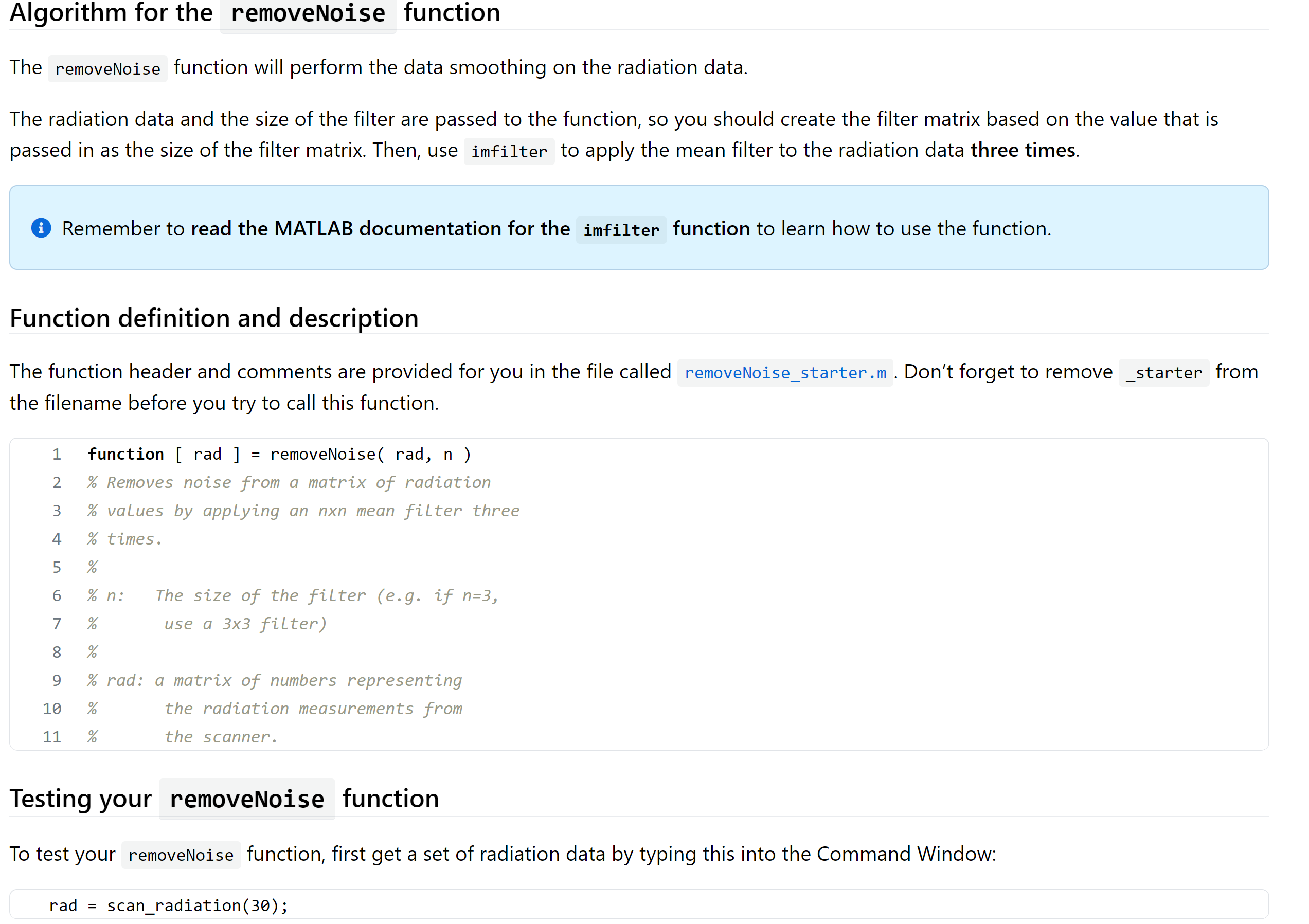 Function definition and description Testing your